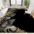 thumbnail image 1 of 2x4 Runner Rugs Nordic Light Luxury Fashion Art Fit Under Door Rugs for Entryway, Black Gold Plant Leaves Kitchen Runner Rug Soft Non Slip Washable for Sink Entryway Hallways Indoor, 1 of 7