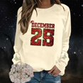 thumbnail image 6 of Fiaer Ladies Sweatshirts Christmas Sequin Letter Graphic Crew Neck Pullover Plus Size Long Sleeve Baggy Xmas Tops Beige M, 6 of 6