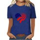 thumbnail image 1 of Tops Cortos para Mujeres Día de la Independencia Patriótica Impreso Cuello Redondo, Camiseta de Manga Corta Casual para la Primavera, Verano Y Fiesta, 1 of 4