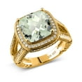 thumbnail image 2 of Gem Stone King 5.62 Ct Cushion Checkerboard Green Prasiolite 18K Yellow Gold Plated Silver Ring (Size 5), 2 of 3