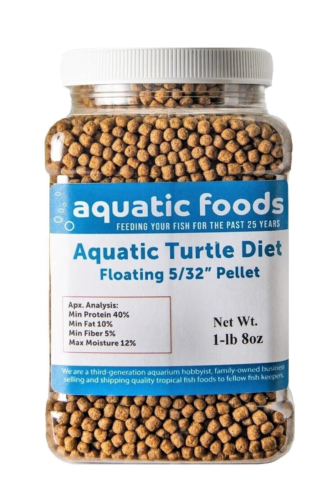 Aquatic Turtle Diet, 5/32" Round Floating Pellets For Freshwater