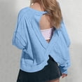 thumbnail image 2 of Ediodpoh Women's Fashion Hoodless Sweatshirt Long Sleeve Backless Loose Fit Casual Tops Athletic Comfortable Breathable Streetwear Womens Sweatshirts Sky Blue XL, 2 of 7