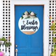 thumbnail image 3 of Sunjoy Tech Door Welcome Wreath Bow-knot Leaf Decor Hanging Letter Cross Decorative Round Shape Country Gate Welcome Sign Door Decor Pendant, 3 of 7