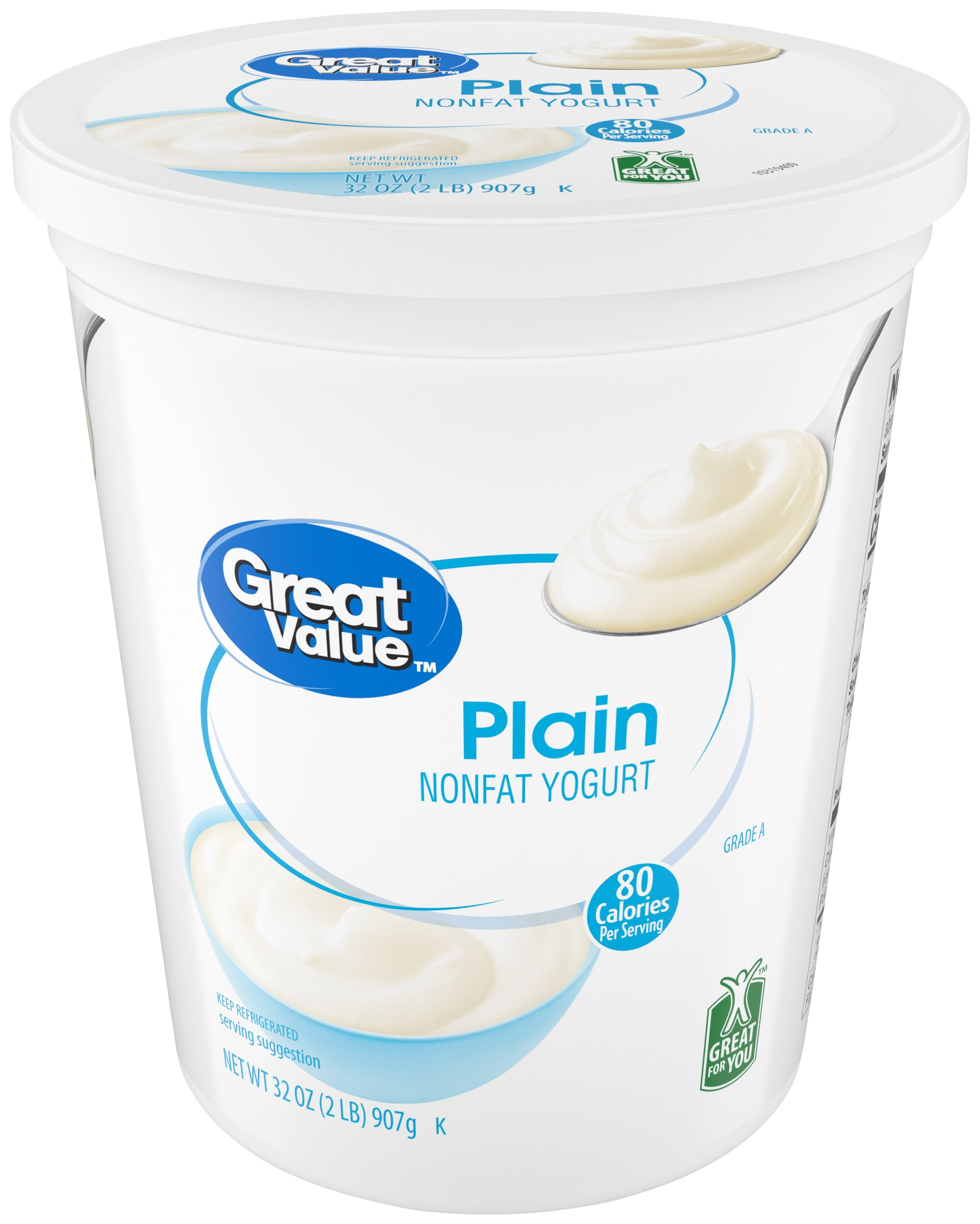 Great Value Plain Nonfat Yogurt, 32 oz