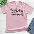 thumbnail image 2 of Kids Faith Can Move Mountains Shirt, Youth Kids Boy Girl T-Shirt, Religious Christian Motivational Spiritual Tee, Light Pink, X-Large, 2 of 4