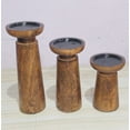 thumbnail image 6 of Candle Stands Wooden for Pillar Candles,Rounded Turned Colums,Sustainable Woods,Country Style,Ideal for Reiki,Aromatherapy,Votive Candle Gardens Home décor - 10,8,6 Inch Set of 3 - Burnt, 6 of 9