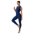 thumbnail image 3 of Fldy Womens Sparkly Rhinestone Gymnastics Romper Sleeveless Unitard for Rhythmic Dance Competition Navy Blue XXL, 3 of 7