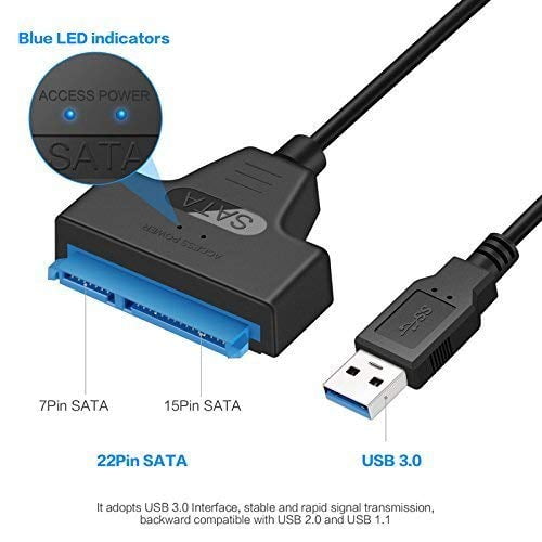 UniLink (TM) USB 3.0 à SATA 22Pin Adaptateur Câble SATA à USB 3.0 Super Vitesse 2,5" Disque Dur SSD