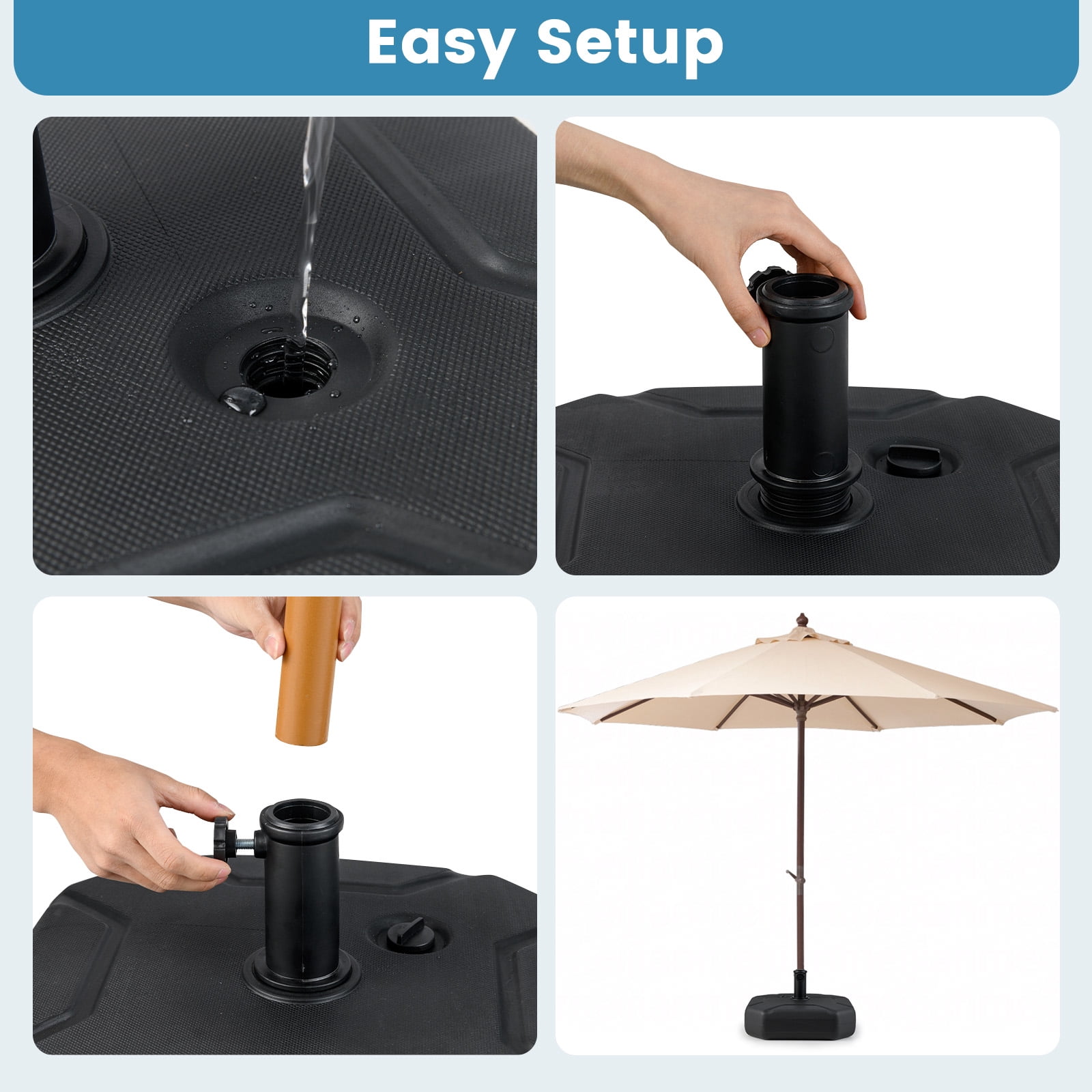 Gymax Fillable Patio Umbrella Base Outdoor Market Umbrella Stand w/ Handle for Yard