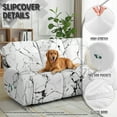 thumbnail image 4 of Xoenoiee White Marble Print Recliner Sofa Covers Recliner Sofa 3 Seater Recliner Couch Covers for 3 Cushion Couch 8 Pieces Washable Stretch Reclining Sofa Slipcovers, 4 of 7
