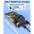 thumbnail image 3 of Cargador de coche USB C Agtray, 65 W, 4 puertos, PD30 W QC3.0, paquete de 2, 3 of 7