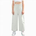 thumbnail image 3 of TOWED22 Girls Sweatpants Pants Wide Leg Flare Pants Teen Kids Elastic Casual Trousers with Pocket(Light Gray,8-9 Y), 3 of 9