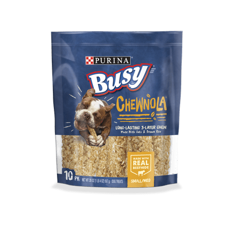 - Purina Busy Rawhide Small/Medium Breed Dog Bones; Chewnola With Oats & Brown Rice - 10 ct. Pouch