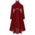 thumbnail image 3 of SiiRoh Elegant Girls Party Dress Off-shoulder Ruffled Chiffon Wedding Birthday Pageant Evening Prom Gown Burgundy 16, 3 of 7