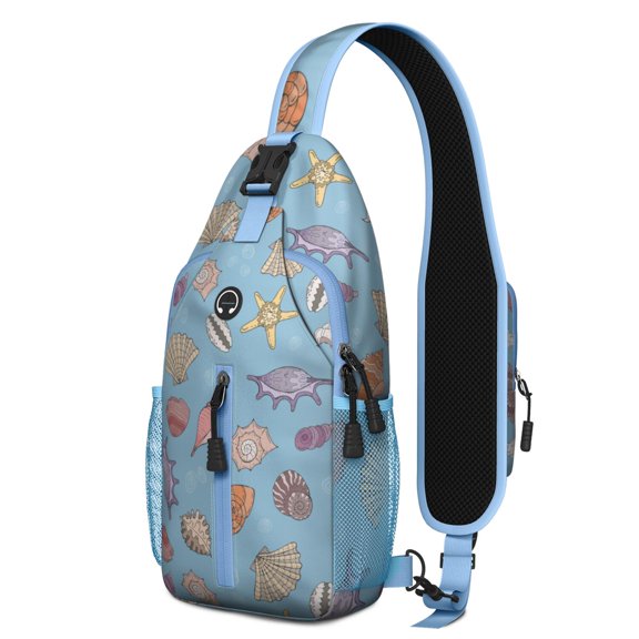 Crossbody Sling Backpack for Women Men Seashells Shoulder Sling Crossbody Casual Chest Bag for Travel Sports Running Hiking