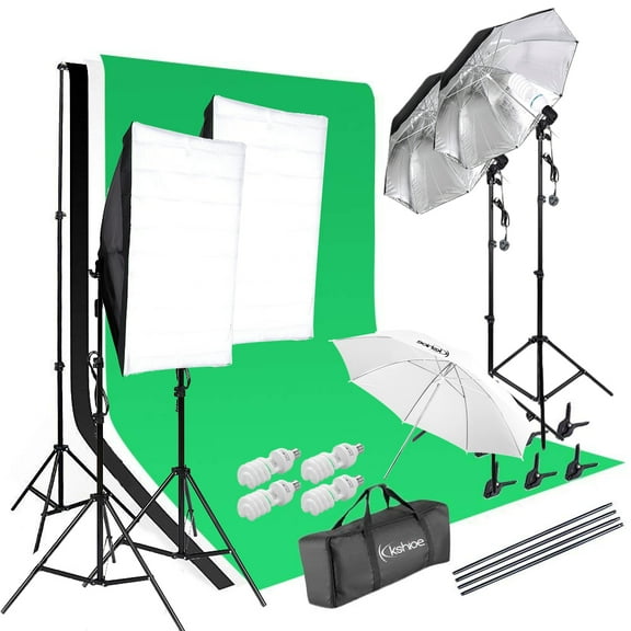 GoDecor Photography Lighting Kit Umbrella Softbox Backdrop Stand Set