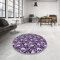 thumbnail image 3 of Ahgly Company Indoor Round Patterned Dark Purple Area Rugs, 4' Round, 3 of 6