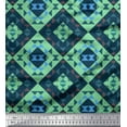 thumbnail image 1 of Soimoi Green Moss Georgette Fabric Check & Geometric Decor Fabric Printed Yard 42 Inch Wide, 1 of 5