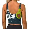 thumbnail image 3 of Xecao Avocado in Space1 for Sports Bra with Removable Pads, Crop Tank Top Design, Women's Longline Sports Bra - Non-Wired - Large, 3 of 9