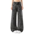 thumbnail image 2 of EnJoCho Girls Kids Bow Jeans Wide Leg Baggy Denim Pants Cute High Waisted Trousers Casual Streetwear Pockets 𝖸2𝖪 Vintag𝖾 Fashion Loose Fit Comfortable Ribbon Detail Trendy Bottoms, 2 of 9