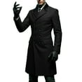 thumbnail image 2 of YueHuiYing Men's Fashion Solid Color Lapel Long Sleeved Side Pocket Mid Length Cardigan Jacket, 2 of 6