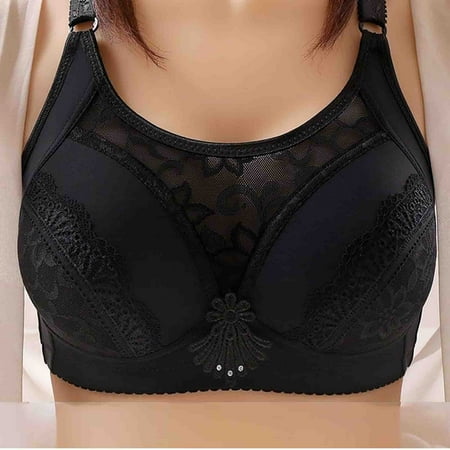 Elvqul Bras Women Wirefree Breathable Bralette Underwear Nylon Black Bras