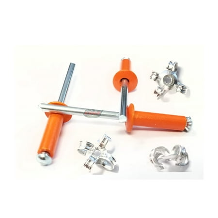 

Orange 3/16 Pop Rivets Aluminum Small Head Exploding Banana Peel Back Fasteners .125 - .560 Grip Range