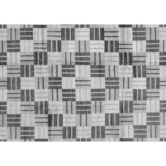 Ahgly Company Indoor Rectangle Checkered Gray Modern Area Rugs, 5' x 7'
