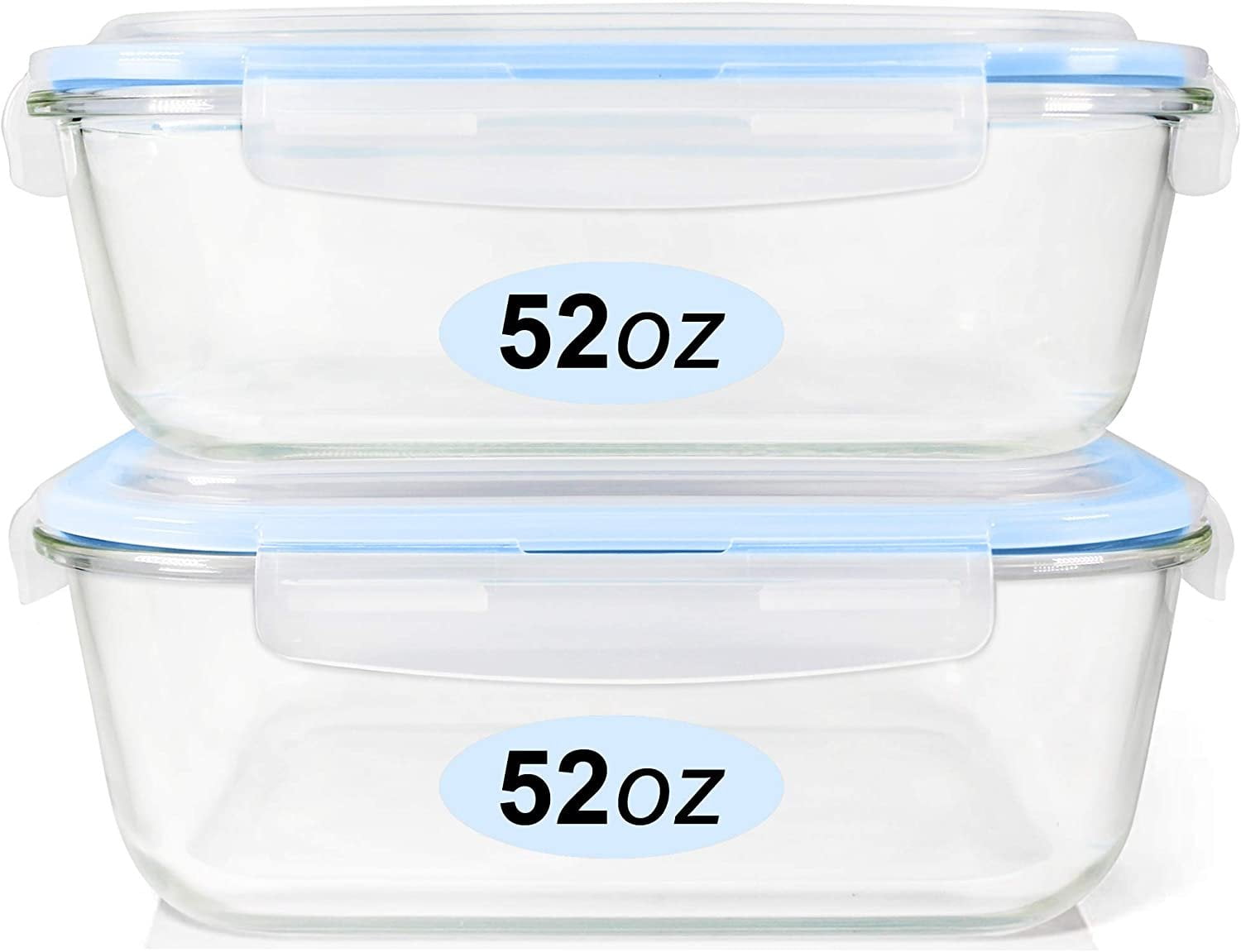Large Glass Food Storage Containers 4 Pc (2700ML/ 91 Oz & 1520ML/ 51 Oz)  Airtight Glass Storage Containers, Leak Proof BPA Free Food Storage
