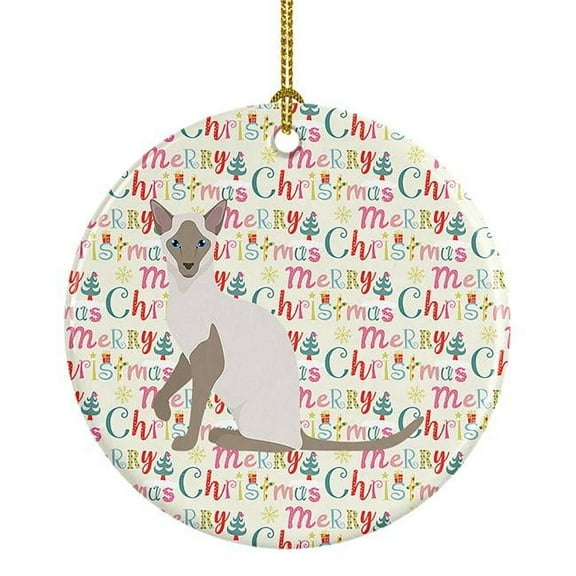 Siamese Modern Cat Christmas Ceramic Ornament 2.8 in x 2.8 in