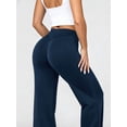 thumbnail image 3 of DENTOYOU 2 Pack Yoga Wide Leg Pants Women's Straight Leggings Bottoms High Waist Butt Lifting Pants Casual Workout Gym Leggings Black/Blue XL, 3 of 6