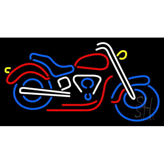 Logo Of Motorcycle LED Neon Sign 20 x 37 - inches, Clear Edge Cut Acrylic Backing, with Dimmer - Bright and Premium built indoor LED Neon Sign for automotive store, and mall.