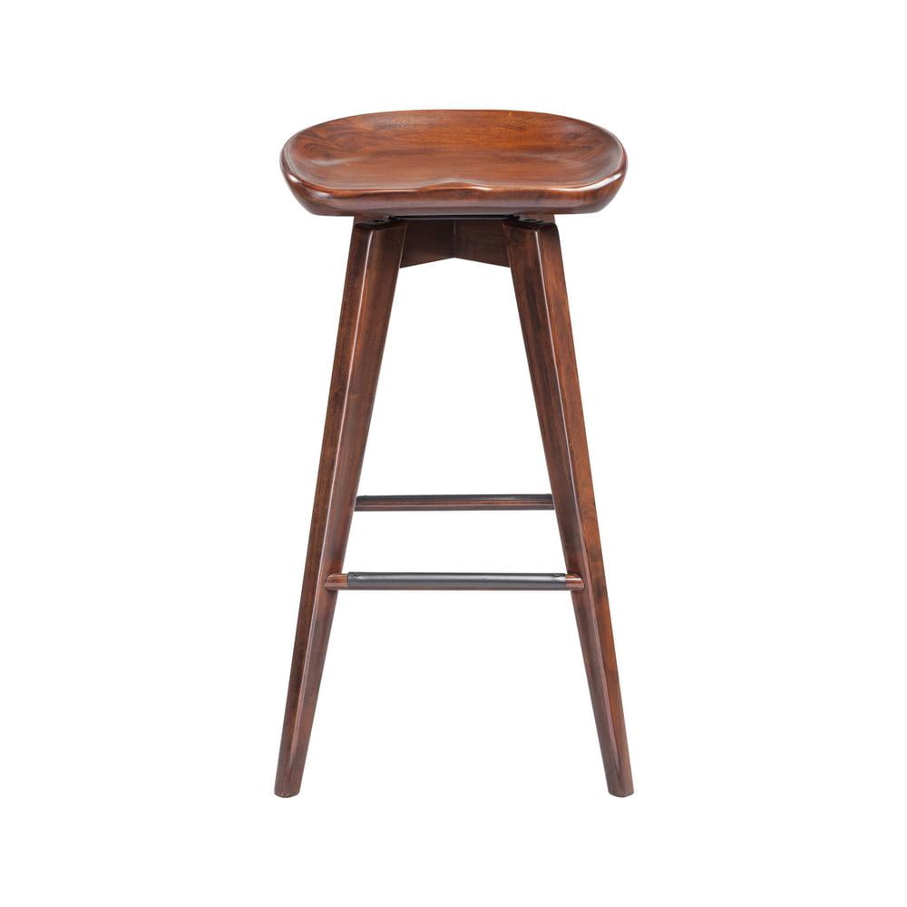 Boraam Bali 29" Backless Swivel Wood Bar Stool, Cappuccino Finish