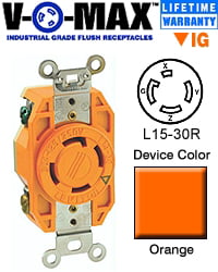 Leviton 2720 30 Amp Flush Mounting Locking Receptacle Indust 250 Volt 3-Phase 