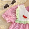 thumbnail image 4 of xfsWaSs Floral Dress for Girls Toddler Summer Dresses Short Sleeve Watermelon Embroidery Striped Dress Stylish A-Line Party Sundress 18-24 Months, 4 of 7