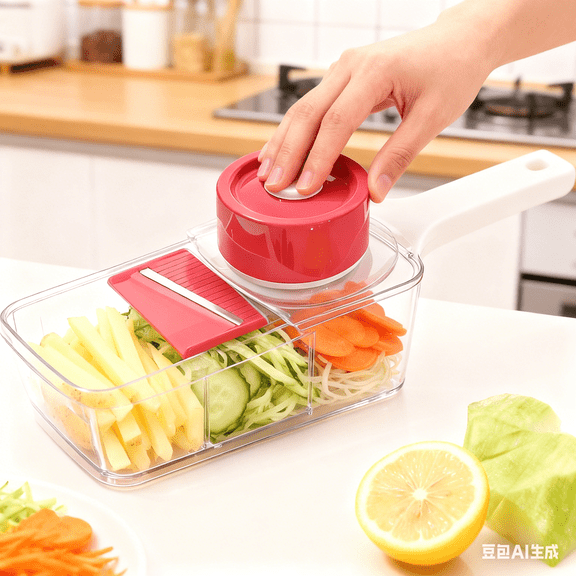 Germany-Style 6-in-1 Multi-Blade Vegetable Slicer with Storage and Drainage