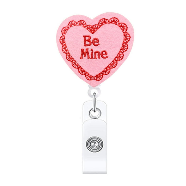 GENEMA Valentine Badge Reel with Alligator Clip Retractable Felt