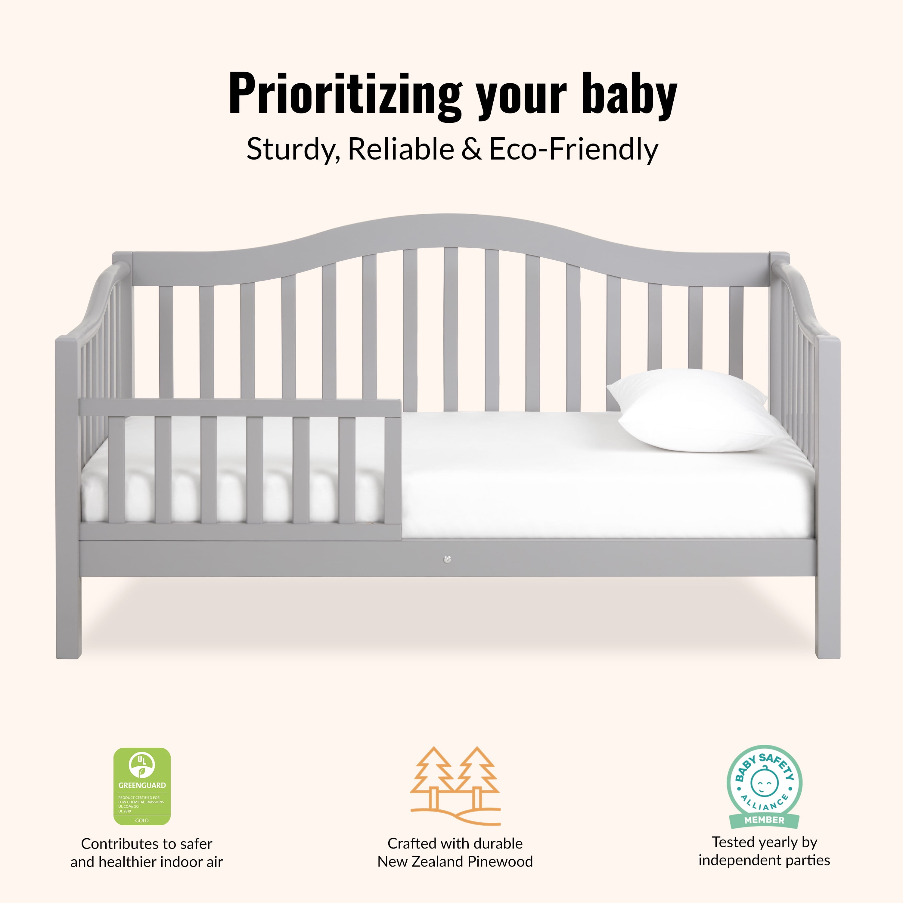 Dream On Me Austin Toddler Day Bed, Pebble Grey