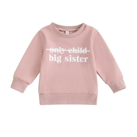 Aojekbee Toddler Girls Sweatshirts Classic Letter Print Long Sleeve Round Neck Pullovers Spring Fall Tops