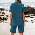 thumbnail image 5 of KIHOUT Women's Summer Casual Two Piece Outfit Short Sleeve Lapel Button V Neck Top and Shorts Set Loose Fit Breathable Cotton Linen Blend Tracksuit for Daily Vacation, 5 of 8