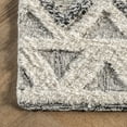 thumbnail image 2 of nuLOOM Mcclaire Handmade High Low Wool Shaggy Geometric Diamonds Area Rug, 5' x 8', Ivory, 2 of 8