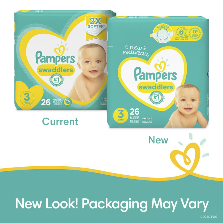 Pampers Pañales Swaddlers - Tamaño 2, 84 unidades, pañales desechables  ultra suaves para bebé