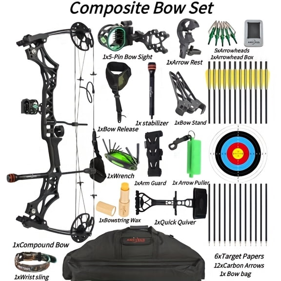 M129 Compound Bow Set - Advanced Compound Bow for Outdoor Shooting and Archery Adult Adjustable Right-Handed Bow (30-70 lbs)