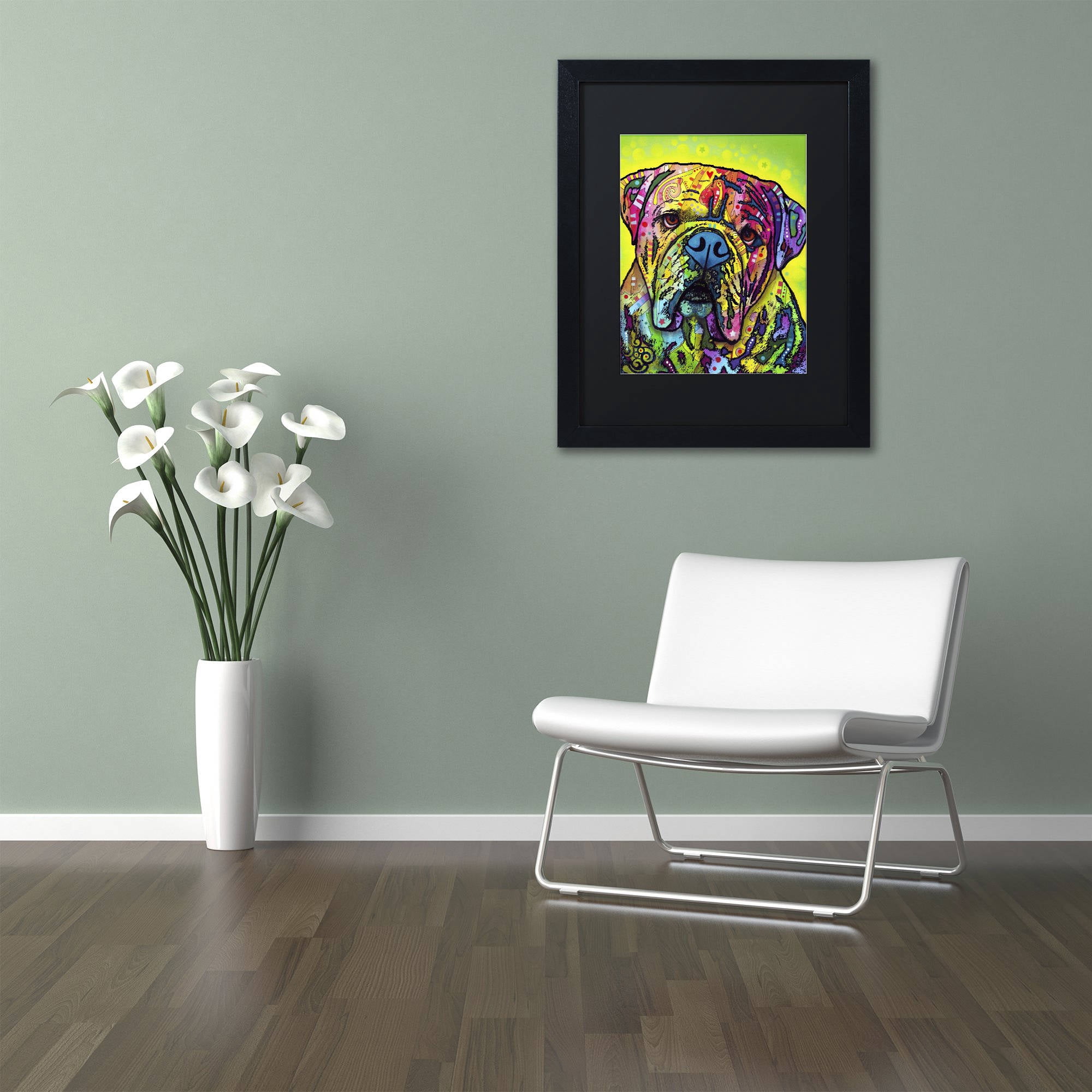 Trademark Fine Art "Hey Bulldog" Canvas Art by Dean Russo, Black Matte, Black Frame