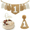 Beige, variant on Fukushima Highchair Banner for 1st Birthday Part，Anniversary Party Decorations Set with Cone Hat and Cake Topper