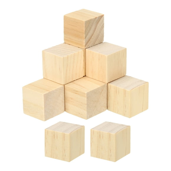 Unique Bargains 1 Inch Unfinished Wooden Blocks, 50 Pack Natural Wood Cube Square Wood Blocks for DIY Craft