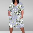thumbnail image 2 of RQYYD Plus Size Tshirt Dress for Women Floral Print High Waist Soft Comfy Casual Fit City Walk Sundress with Pockets, 2 of 5