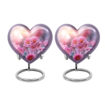SUBSH Flower Urn - Small Urn Heart - Urns for Ashes Adult Female - Memorial Urn - Cremation Urn for Adults - Ash Holders for Human Ashes (Size - 3 inch Pack of 2)