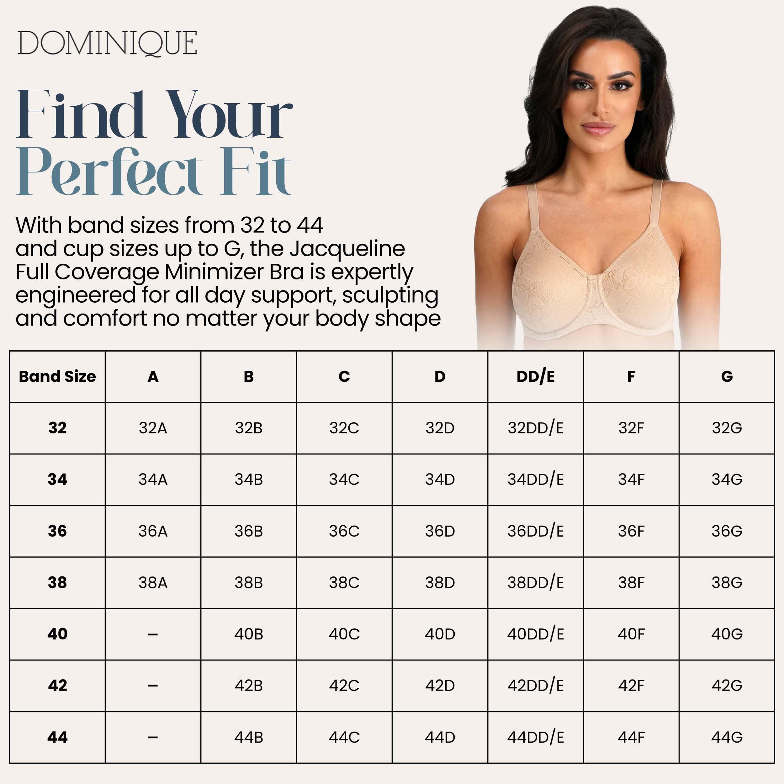 Dominique Women’s Jacqueline Jacquard Minimizer Bra #7018 – Seamless Full Figure Underwire Lingerie for Women