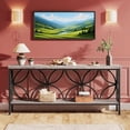 thumbnail image 3 of 70.9" Industrial Behind Sofa Console Table - Vintage Wood Grain & Black Metal, 2-Tier Storage, 198lb Capacity, Slim Design for Entryway, Hallway, Living Room, 3 of 4